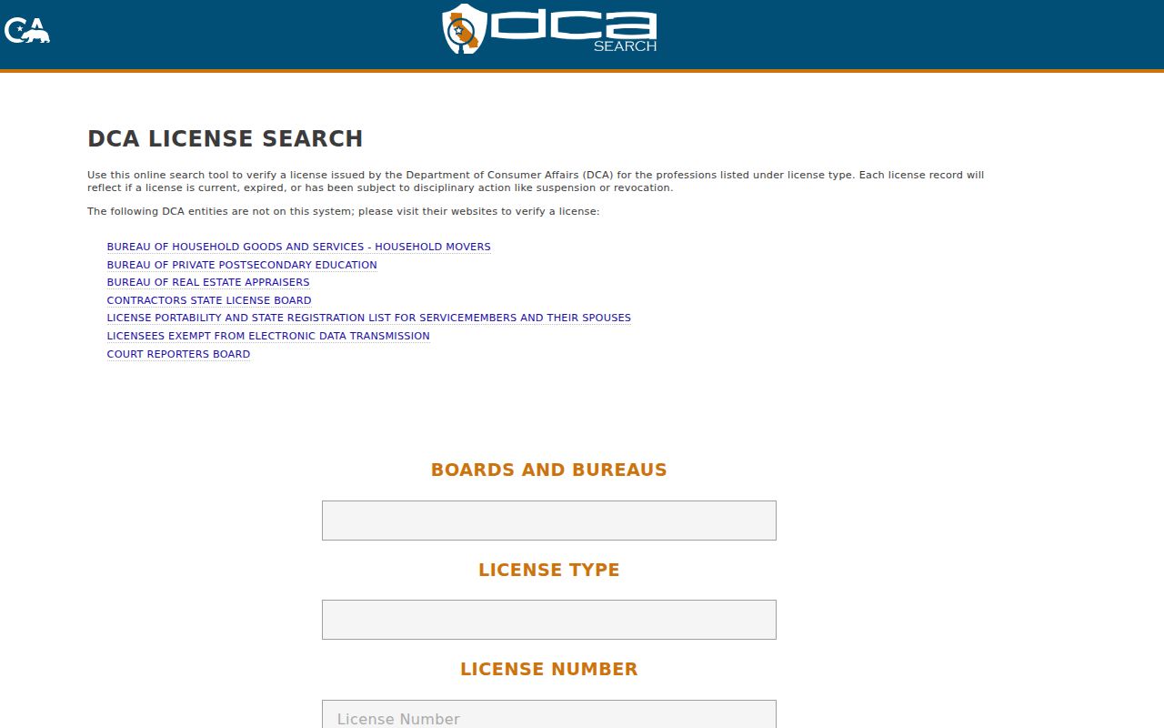 Fremont residents directory view of California professional license search