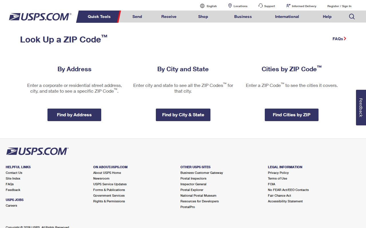 Fremont ZIP code directory view of USPS ZIP Code Lookup